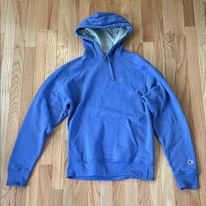 Champion Hoodie Mens Small Blue Logo Pullover Fleece Athletic Casual Outdoors